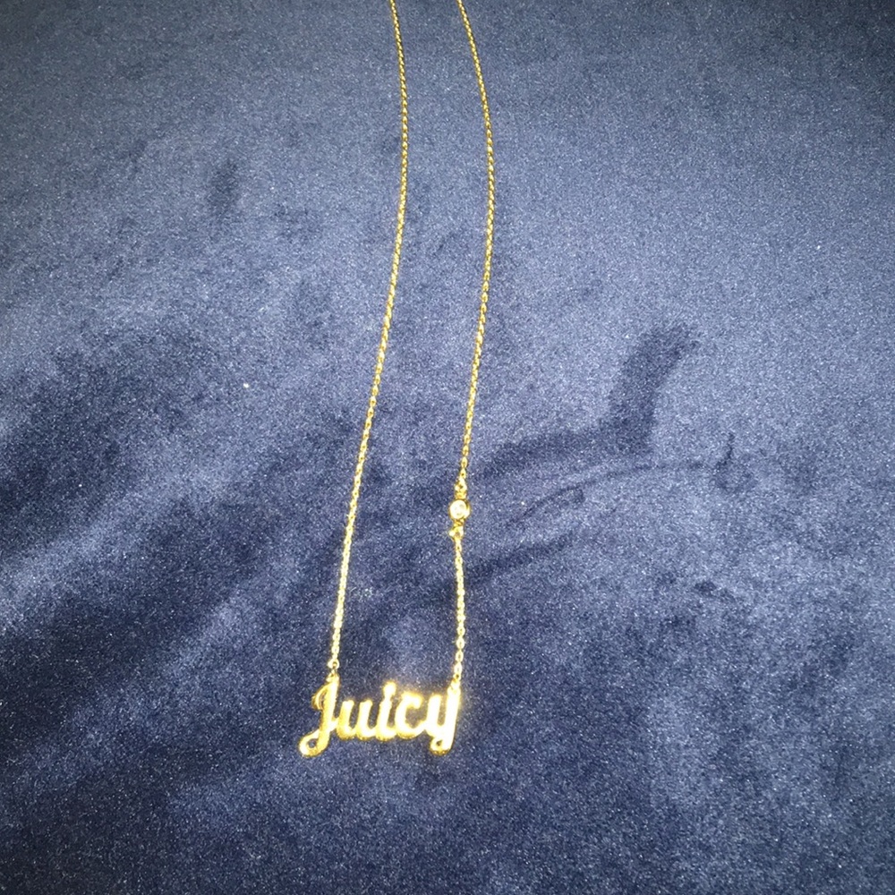 Juicy Couture gold juice name plate necklace
